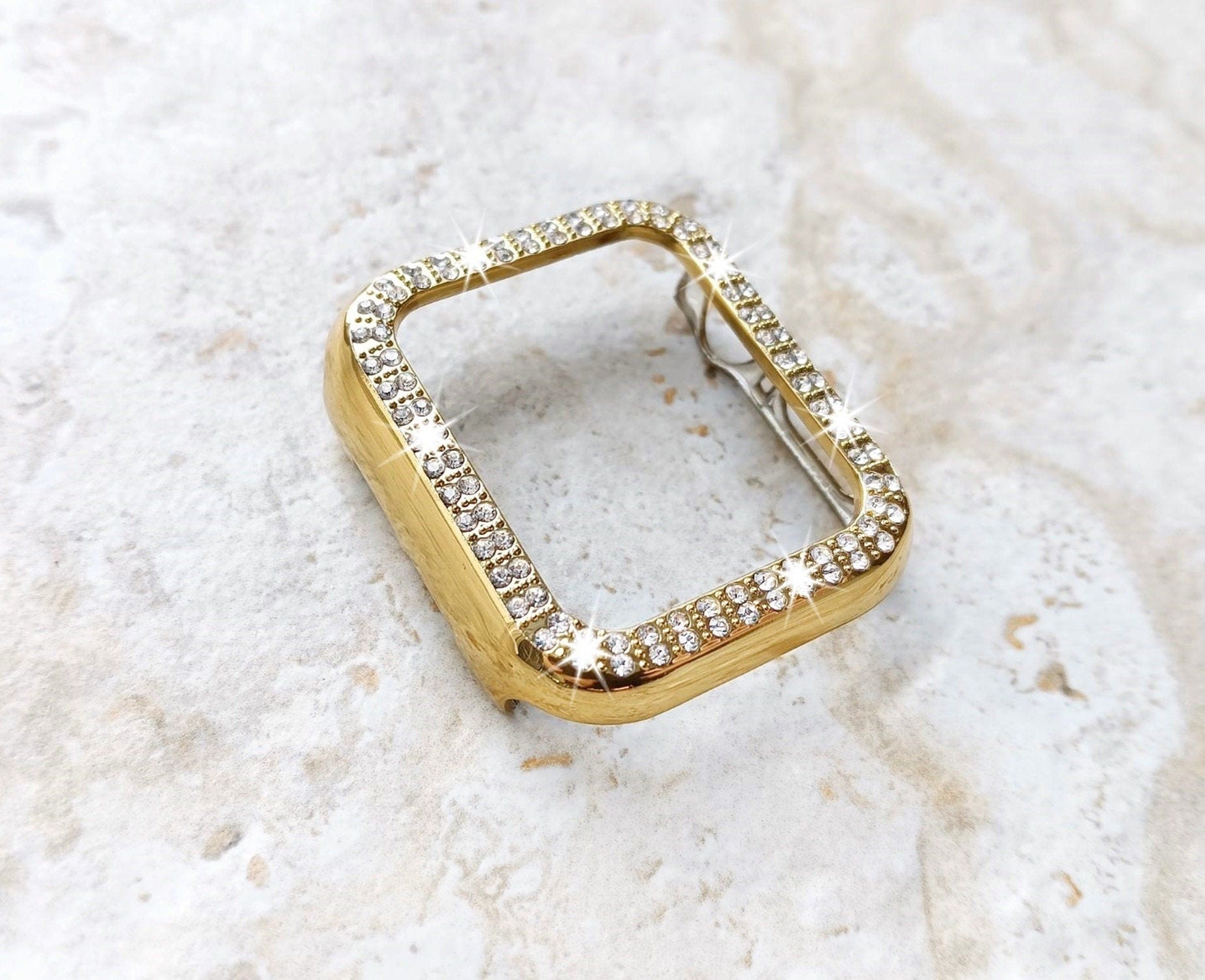 Apple Watch Gold Color Band Set Crystal Bezel Case Cover for Ultra 2 9 8 7 SE 6 5 4 3 2 1 49mm 45mm 44mm 42mm 41mm 40mm 38mm Strap Milanese